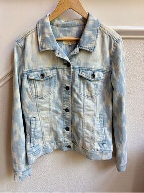 Chambrai Los Angeles Ikat Denim Blue Jean Jacket Large